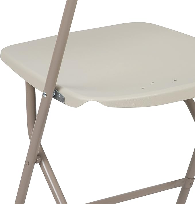 Flash Furniture Hercules Series Plastic Folding Chair - Beige - 4 Pack 650LB Weight Capacity Comfortable Event Chair-Lightweight Folding Chair