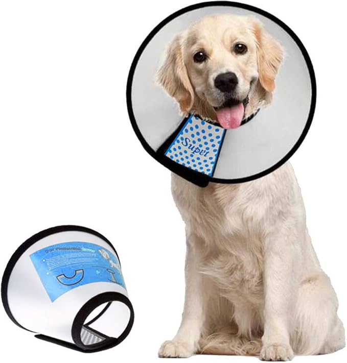 Supet Dog Cone Collar Adjustable After Surgery, Comfortable Pet Recovery Collar & Cone for Large Medium Small Dogs, Elizabethan Dog Neck Collar Plastic Practical （L）