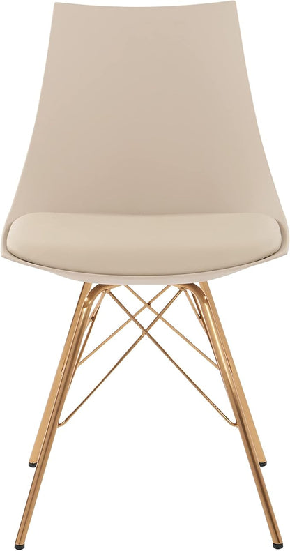OSP Home Furnishings Oakley Mid-Century Modern Bucket Chair,Faux Leather, Cream