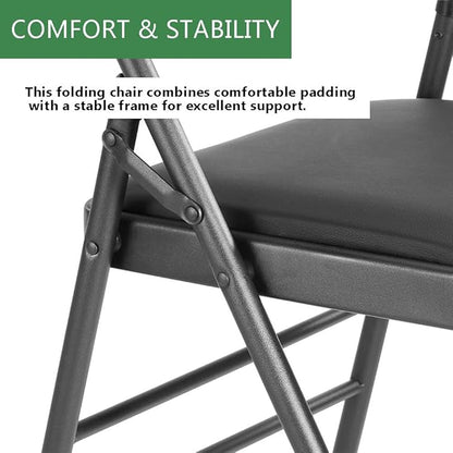 Amazing for less Pack of 4 (Fabric/Vinyl) Steel Frame Metal Foam Padded Folding Chairs (Black, Gray, White)