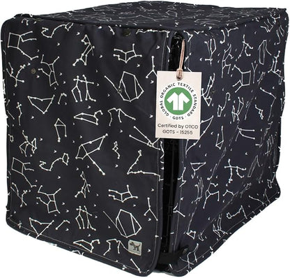 Molly Mutt Rocketman Dog Crate Cover, 100% Cotton Canvas Cover with 2 Roll-Up Panels, Ideal for Dog or Cat Crate, Durable, Washable, and Free of Harmful Chemicals, 42" x 28" x 31"