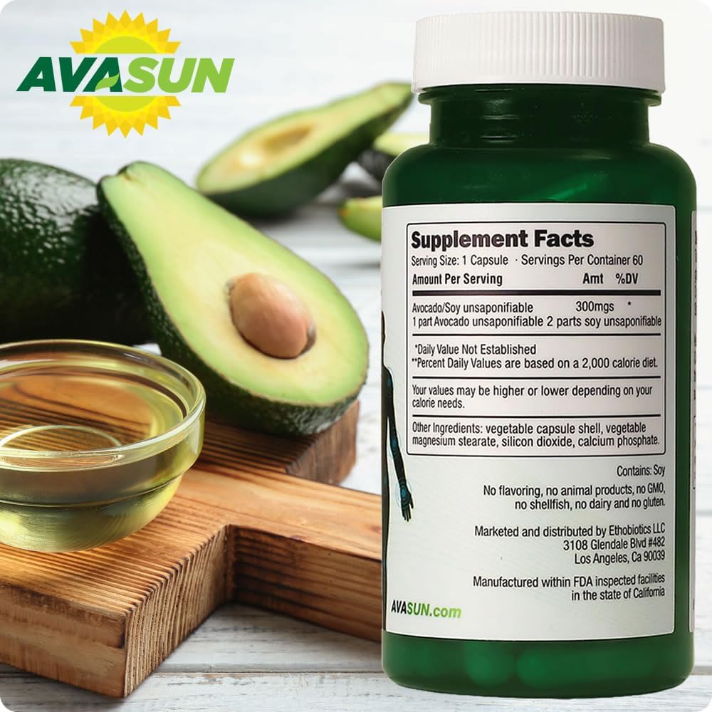 Joint Health Support Supplement, Backed by Science, Avocado Soy Unsaponifiable, 300Mg ASU, Plant Based, Dairy Free, Gluten Free, Non-GMO, 60 Daily Capsules per Bottle (2 Month Supply)