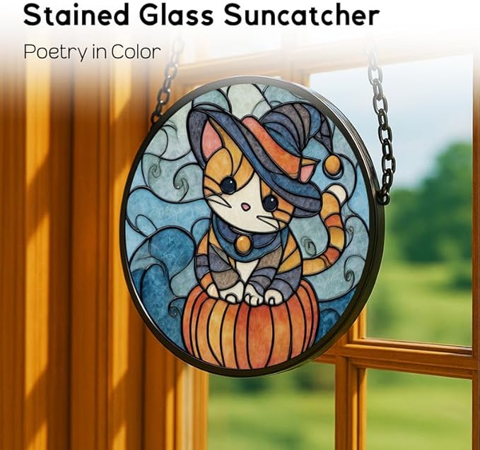 Stained Glass Window Hanging， Butterfly Decor 7.8in Sun Catchers Indoor Window， Core Decor Inside and Outside The Cottage， Beautiful Gifts for Women， Home Decoration Ornaments
