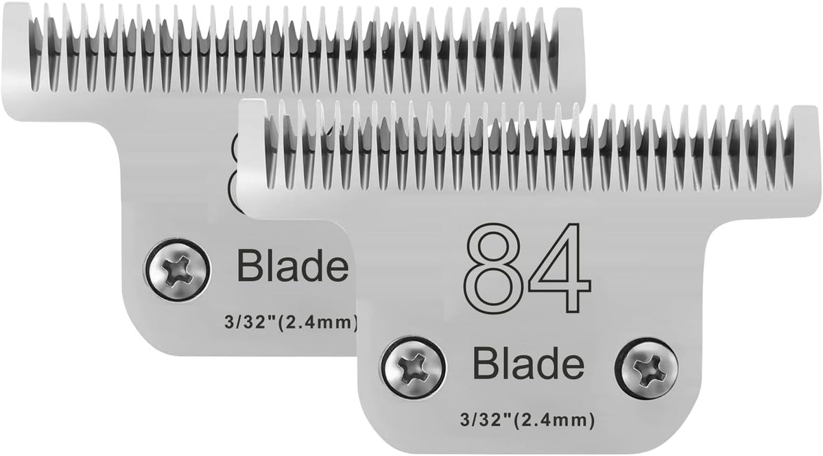 2PCS T84 Blade Dog Grooming Replacement Blades Compatible with Andis Dog Clippers,Dog Clipper Blades Compatible with Wahl KM-10 Series Clippers, Oster A5,Size-T-84 3/32-Inch Cut Length