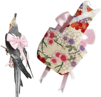 Bird Diaper Parrot Washable Diapers, Parrot Flight Suit, Reusable Nappies for Parakeet Cockatiel Mini Macaw Budgie Conure Lovebird (Beige,S)
