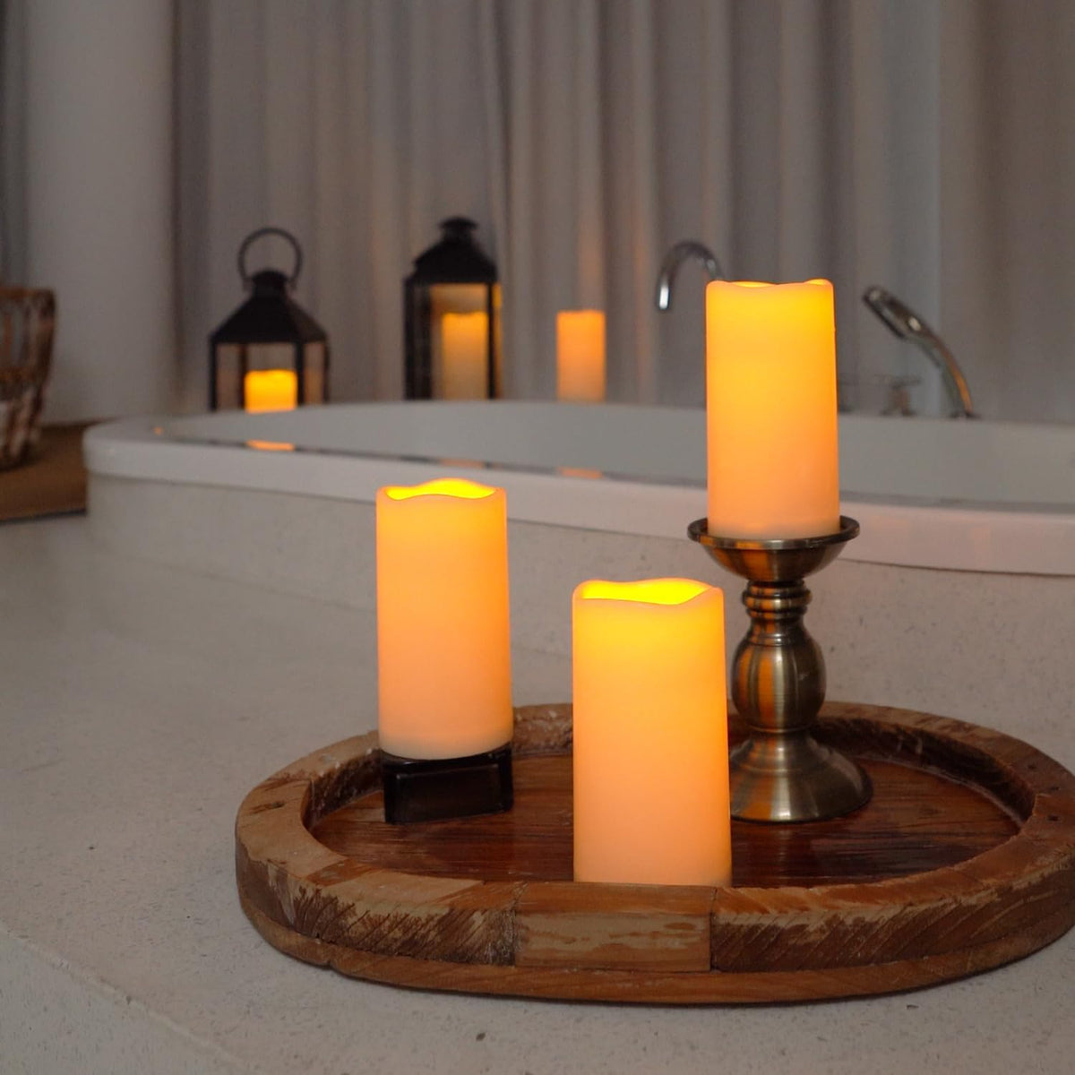 Amagic 3" x 6" Waterproof Outdoor Flameless Candles, Battery Operated Candles with Remote and Timer, Flickering LED Pillar Candle for Outside Patio Garden and Indoor Home Decor, Ivory, Set of 2
