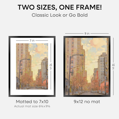 Homeforia 9x12 Picture Frame Black, High End Metal 9 x 12 Poster Frames with Mat 7 by 10 inch Photo, 9by12 Frame Matted to 7x10 in Art, 12x9 Wall or Tabletop Frames, Tempered Glass, Wall Kit, Set of 1