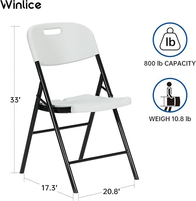 70 Pack Thicker 800 LBS White Folding Chairs, Commercial Grade Folding Chair, Foldable Chairs for Events