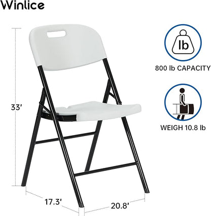50 Pack Thicker 800 LBS White Folding Chairs, Commercial Grade Folding Chair, Foldable Chairs for Events