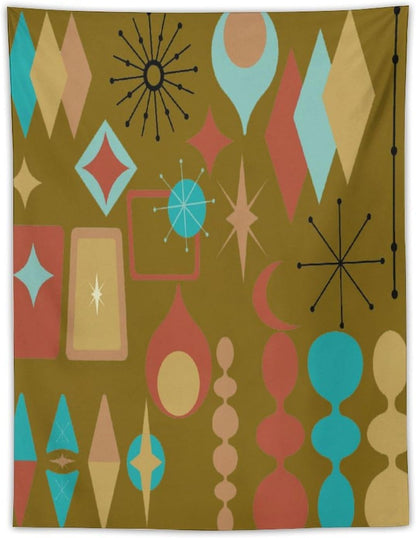 ICMOLYYENLO Boho Medieval Cat Tapestry, Abstract Atomic Starburst Geometric Aesthetic Art Wall Hanging For Bedroom Living Room Dormitory 50x60 Inches