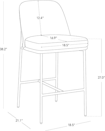 CHITA Counter Height Bar Stools Set of 2, FSC Certified Metal Barstools for Kitchen Island, 27" H Seat Height, Faux Leather, Grey