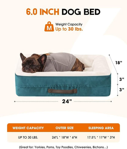 Upvilla Orthopedic Dog Bed, Four-Sided Small Dog Sofa, Washable Cover Blue | Removable Waterproof Dog Bed Cover, Egg-Crate Orthopedic Foam, Built-In Carry Handle, Indoor Small Pet Beds, Cat Beds