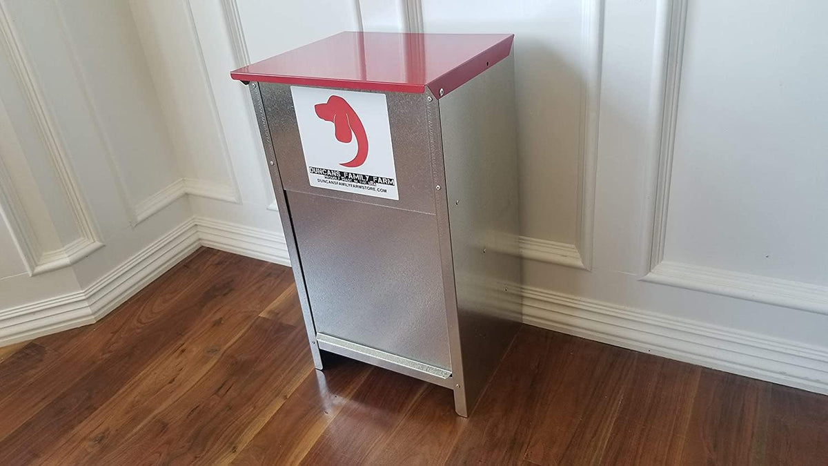 Duncan's Dog Feeder - Galvanized Metal Pet Food Station for Outdoor or Indoor Use - Automatic Gravity Self Feeding Dispenser for Small, Medium, and Large Breeds - Holds 25 Pounds of Dry Kibble