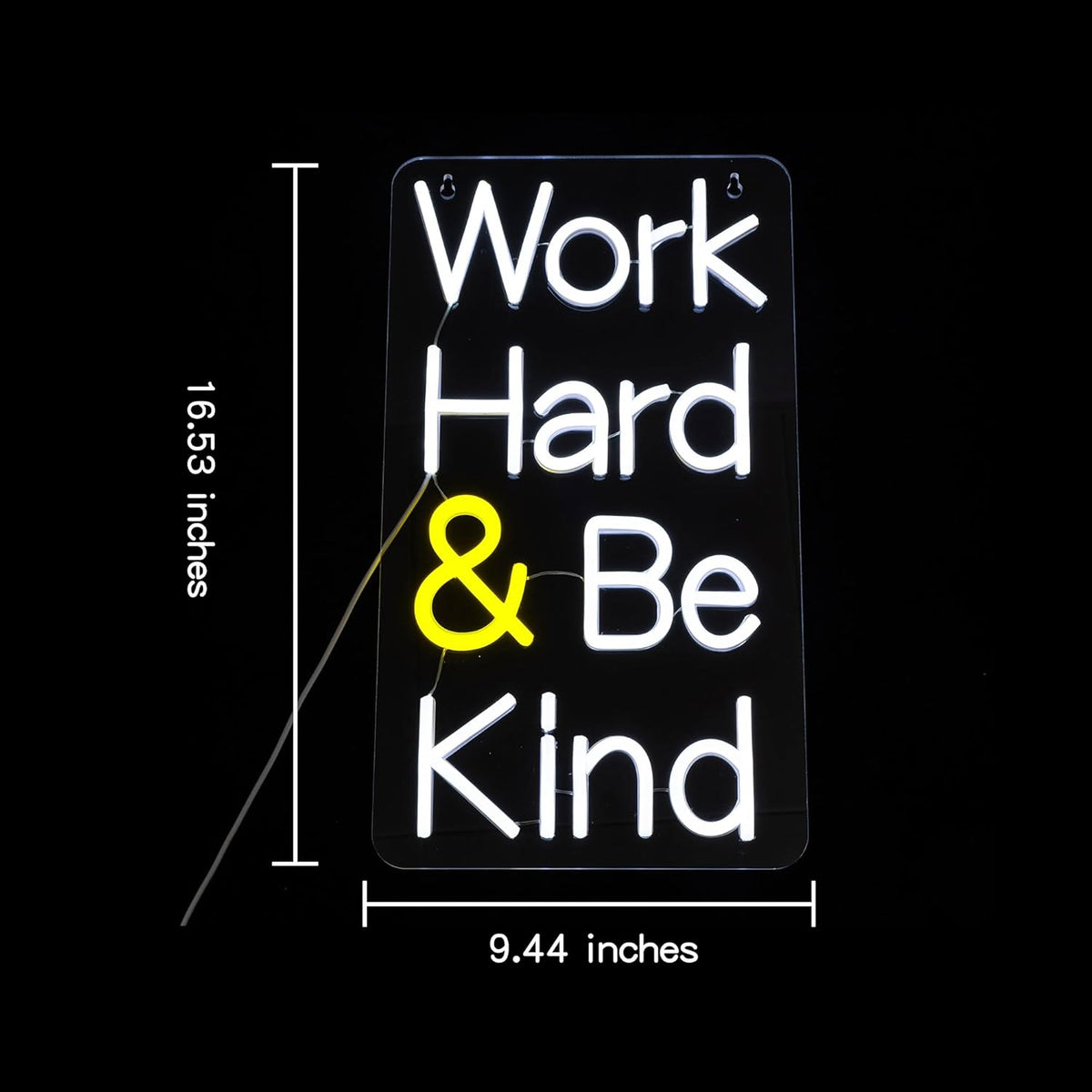 Work Hard Be Kind Neon Sign for Wall Decor Letter Neon Light Be Kind LED Neon Sign for Office White LED Neon Light for Offices Classroom Bedroom Study Room Decoration