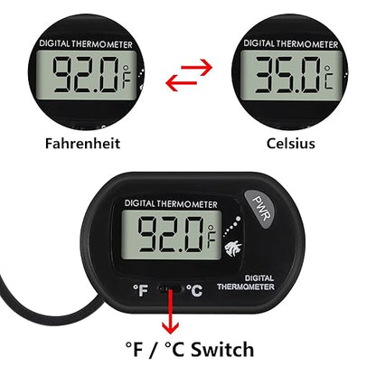 6Pcs Aquarium Thermometer Fish Tank Thermometer Reptile Fahrenheit Terrarium Water Temperature Indicator Test Digital with LCD Display Fahrenheit/Celsius