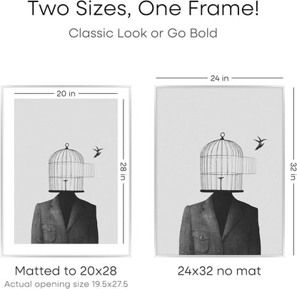 Homeforia Poster Frame 24x32 Silver, High End Metal 24 x 32 Large Picture Frame with Mat 20 x 28 Photo, 24x32 Silver Frames Matted to 20x28 Print, 32x24 Thin Frames, Tempered Glass, Wall Kit, Set of 1