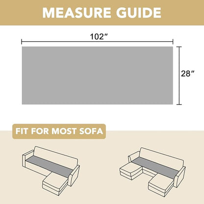 H.VERSAILTEX Chenille Couch Cover for Dogs Washable Soft Fuzzy Sofa Covers for 3 Cushion Couch Sectional Sofa Cover Thick Pet Couch Cover Protector Non-Slip Dog Bed Cover(Khaki, 28" x 102")