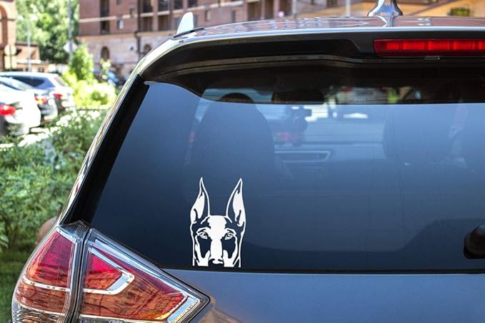 WIRESTER 6 inch Clear Vinyl Decal Sticker Decoration for Car Window (Or Any Flat Surface) - Doberman Pinscher Dog
