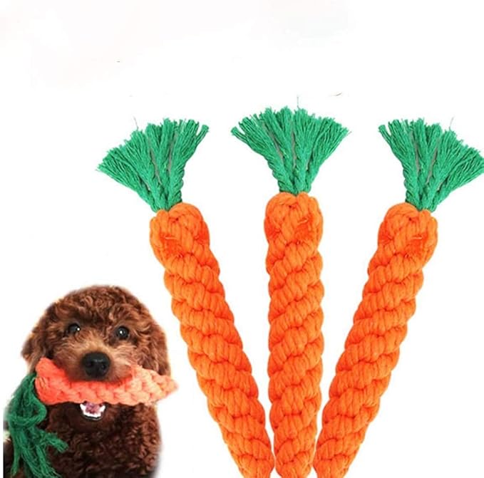 Dog Toys 3 PCS Puppy Teething Chew Toys,Dog Rope Toys,Cat Chew Toys,Safe Braided Rabbit Toys Healthy Gift