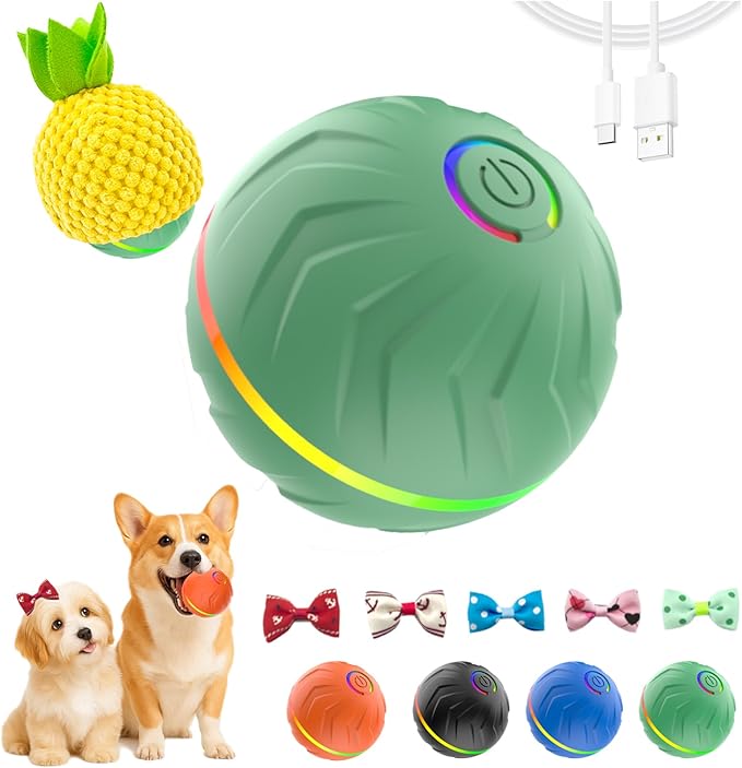 2026 T01 Interactive Dog Toys Dog Ball, Automatic Rolling and Bouncing Moving Dog Toy, Durable and USB Rechargeable, Fun Smart Toy for Puppy, Small, Medium and Large Dogs, Dog Toys to Keep Them Busy