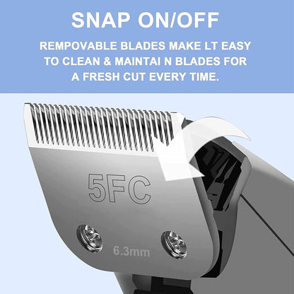 4pcs Dog Grooming Blades Compatible with Andis Dog Clippers,Detachable Ceramic Blade & Stainless Steel Blade (3FC+4FC+5FC+7FC)