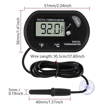 6Pcs Aquarium Thermometer Fish Tank Thermometer Reptile Fahrenheit Terrarium Water Temperature Indicator Test Digital with LCD Display Fahrenheit/Celsius