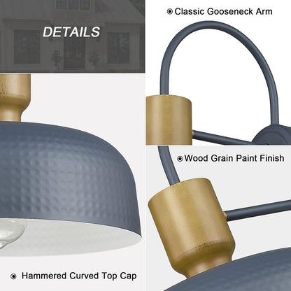 Outdoor Barn Light Gooseneck Barn Light, Farmhouse Exterior Wall Mount Light Vintage Wall Lighting Fixture Industrial Sconce Lantern for Porch, Entryway, Garage, Blue, 2 Pack