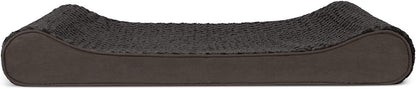 Furhaven Orthopedic Dog Bed for Large Dogs w/ Removable Washable Cover, For Dogs Up to 75 lbs - Ultra Plush Faux Fur & Suede Luxe Lounger Contour Mattress - Chocolate, Jumbo/XL