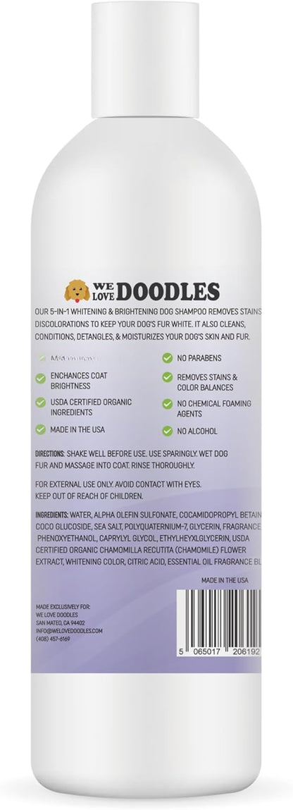 Whitening Dog Shampoo | Made in USA | Brightening Dogs Fur | White & Bright Hair | Removes Stains & Discoloration [We Love Doodles]