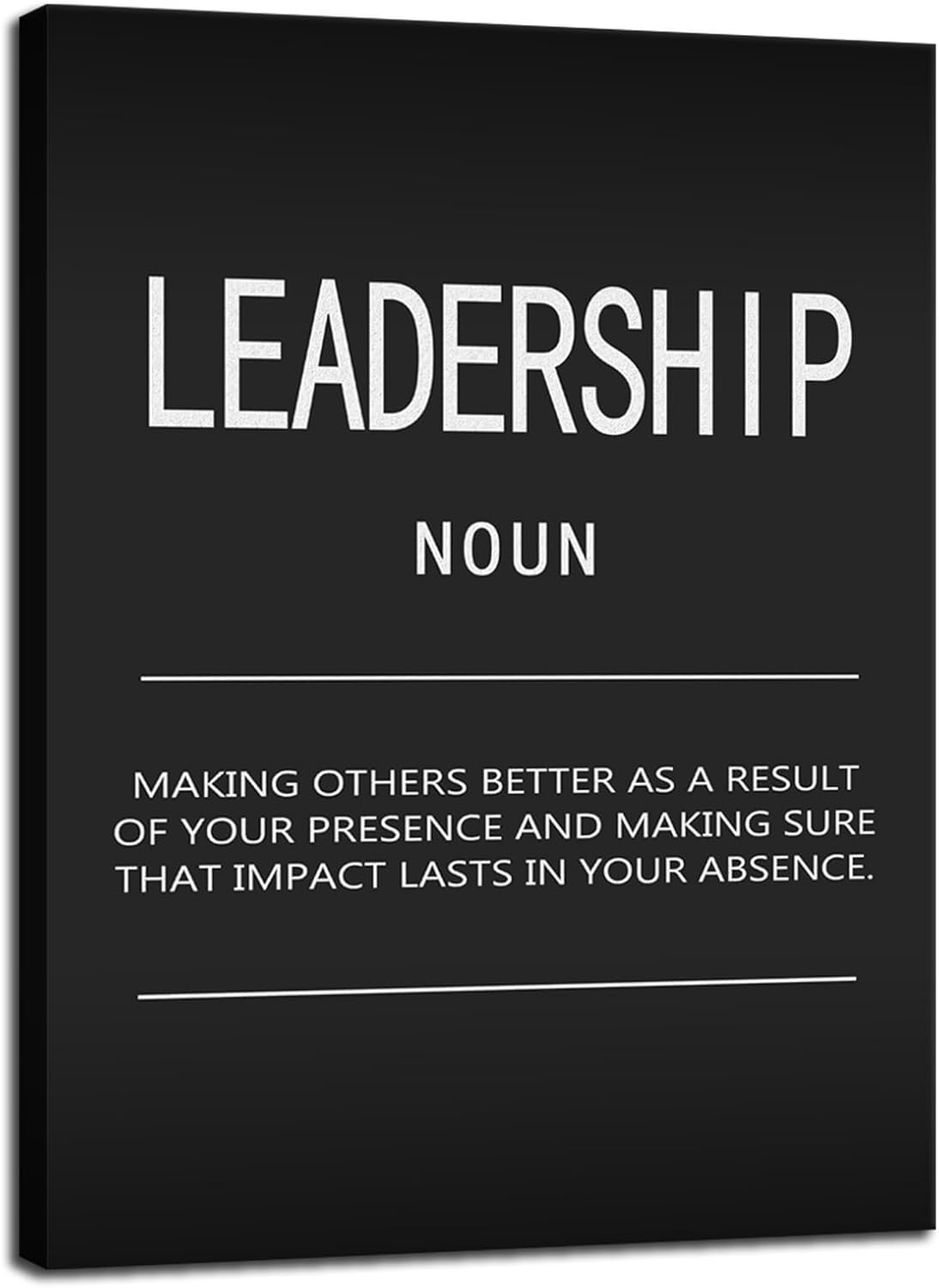 Office Decor Inspirational Wall Art Motivational Posters Prints on Canvas Inspiring Quotes Leadership Noun Inspirational Pictures Artwork Decor for Home Living Room Framed[18" W x 24" H]