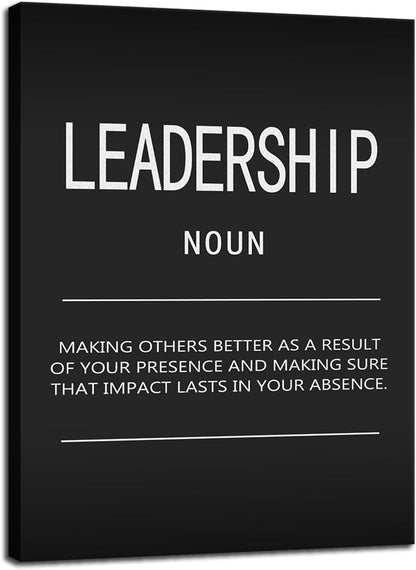 Office Decor Inspirational Wall Art Motivational Posters Prints on Canvas Inspiring Quotes Leadership Noun Inspirational Pictures Artwork Decor for Home Living Room Framed[18" W x 24" H]