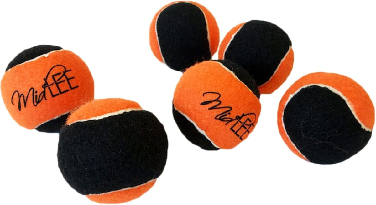 Midlee Orange/Black Dog Halloween Tennis Balls- Set of 6