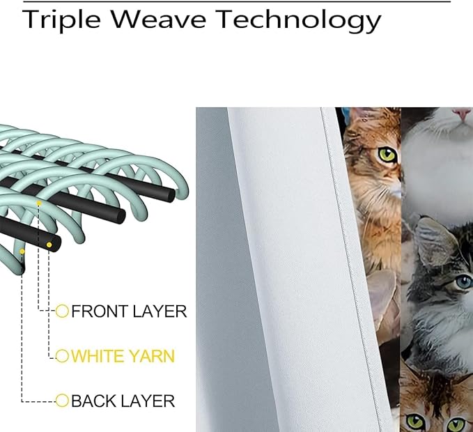 Cat Blackout Curtains Home Decor,Cute White Cat Black Kitten Funny Kitty Rod Pocket Thermal Insulated Drapes Darkening Window Curtain for Girls Boy Bedroom Living Room 72 x 63 Inch