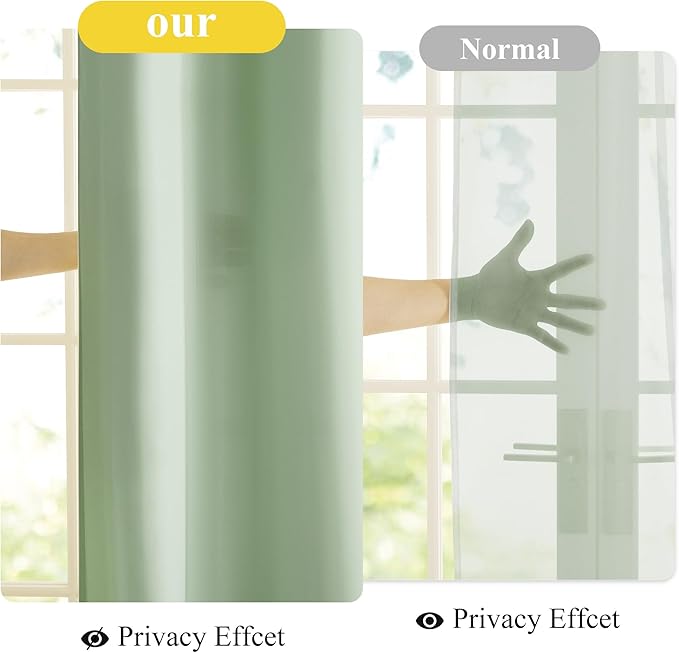 NICETOWN Non-See-Through Privacy Green Sheer Curtains 84 inches Long 2 Panels for Girls Room, 52" Wide Grommet Window Drapes for Nursery- Home Decoration Light Filtering Elegant Window Treatment