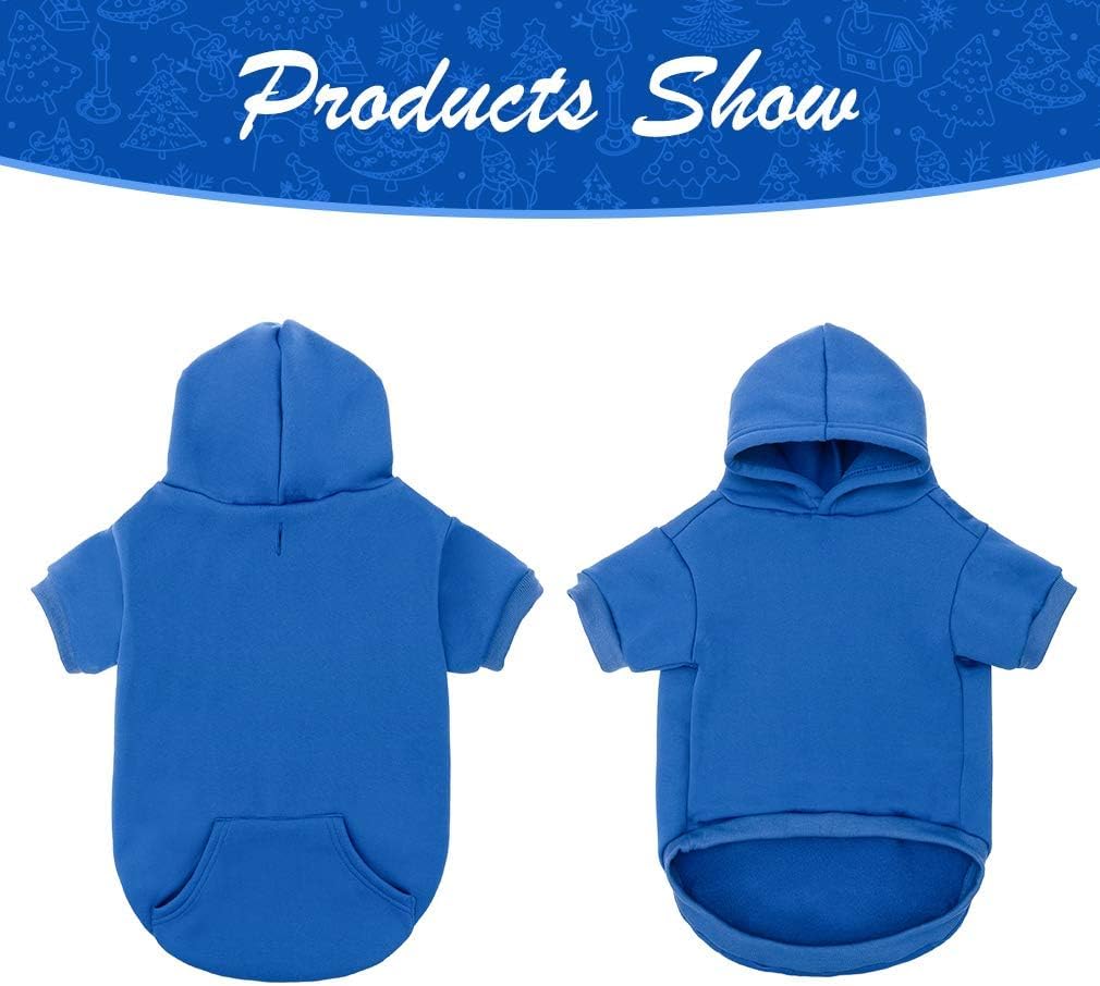 KOOLTAIL Basic Dog Hoodie - Soft and Warm Dog Hoodie Sweater with Leash Hole and Pocket, Dog Winter Coat, Cold Weather Clothes Sweatshirt for Small Medium Large Dogs Puppy Cat Boys Girls Blue XL/XXL