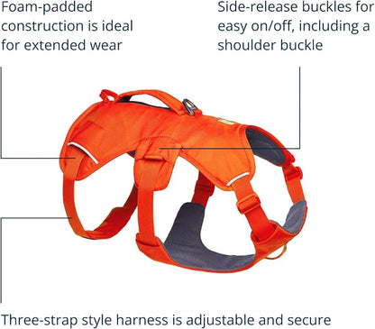 Ruffwear, Web Master, Multi-Use Support Dog Harness, Hiking and Trail Running, Service and Working, Everyday Wear, Blaze Orange, Medium