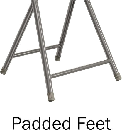 Folding Stool - Backless 18-Inch Stool with 225lb Capacity for Kitchen or Rec Room - Portable Indoor Counter Bar Stools by Lavish Home (White)