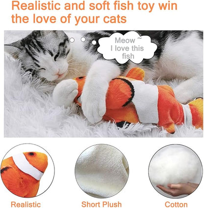 Tocirelo Cat Toy Flopping Fish - Interactive Cat Toy for Indoor Bored Cats, Automatic Moving Floppy Fish Dog Toy, 11" Realistic Electric Kitten Kicker Exercise Stuff with Catnip SilverVine