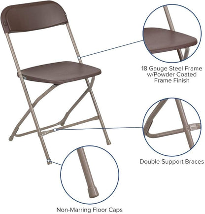 Flash Furniture Hercules™ Series Plastic Folding Chair - Brown - 2 Pack 650LB Weight Capacity Comfortable Event Chair-Lightweight Folding Chair