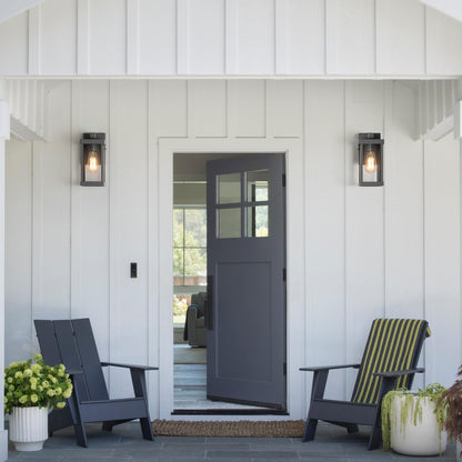 mirrea 11" Classic Outdoor Wall Sconce 1 Light in Matte Gray Rectangular Metal Frame and Clear Glass Shade Waterproof Porch Light Patio Light Pack of 2