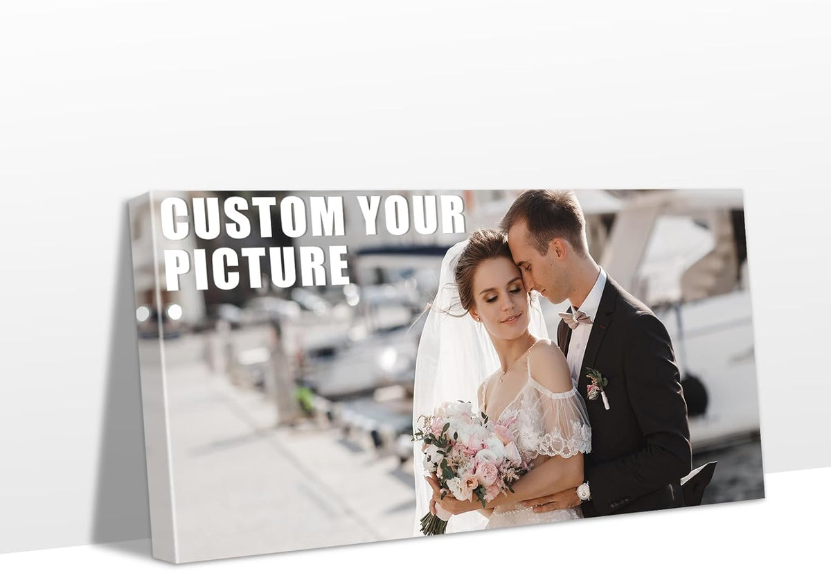 Personalized Custom Canvas Prints with Your Photos & Text, Customized Picture Print, Transform Own Images Into Framed Wall Art Digitally Printed Photo to Canvas, Keepsakes Gifts for Family 24x12’’
