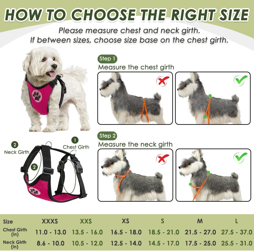 SlowTon Dog Seat Belt Harness for Car, Dog Car Harness Adjustable Mesh Breathable & Dog Seatbelt Safety Tether with Elastic Bungee for Small Medium Large Pets(Fuchsia, Double Clip, L)