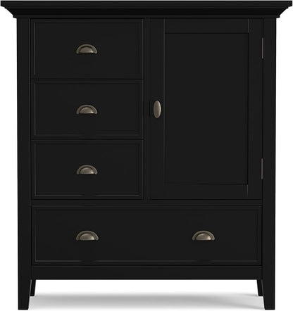 SIMPLIHOME Redmond SOLID WOOD 39 inch Wide Transitional Medium Storage Cabinet in Black for the Living Room, Entryway and Family Room