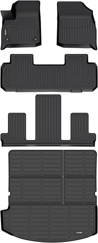 HAFIDI® Floor Mats Set for 2018-2024 Buick Enclave Floor Liners | All Weather Car Mats Cargo Liner Protection TPE Anti-Slip Automotive Full Set Custom Accessories - Black