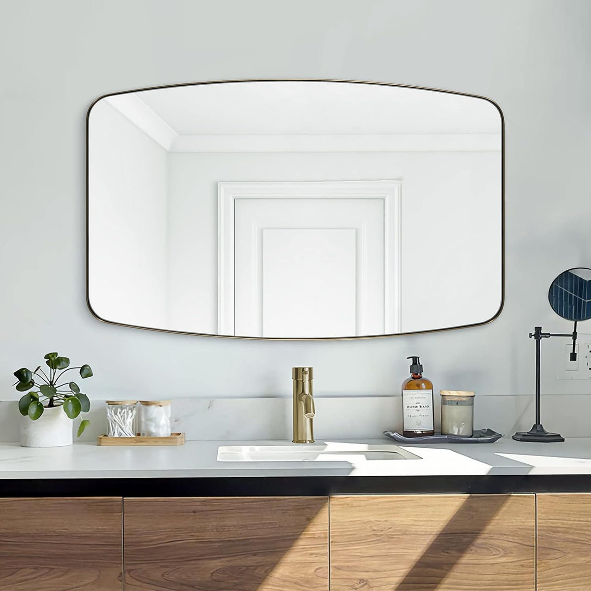 ANDY STAR Gold Mirror, 30x48’’ Brushed Gold Oval Mirror for Bathroom, Oblong Mirrors with Brass Metal Frame, Oval Vanity Mirror for Modern Farmhouse Wall Decor 1”Deep Set Design