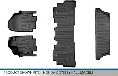 SMARTLINER Custom Fit Floor Mats 3 Row Liner Set Compatible with 2018-2025 Honda Odyssey
