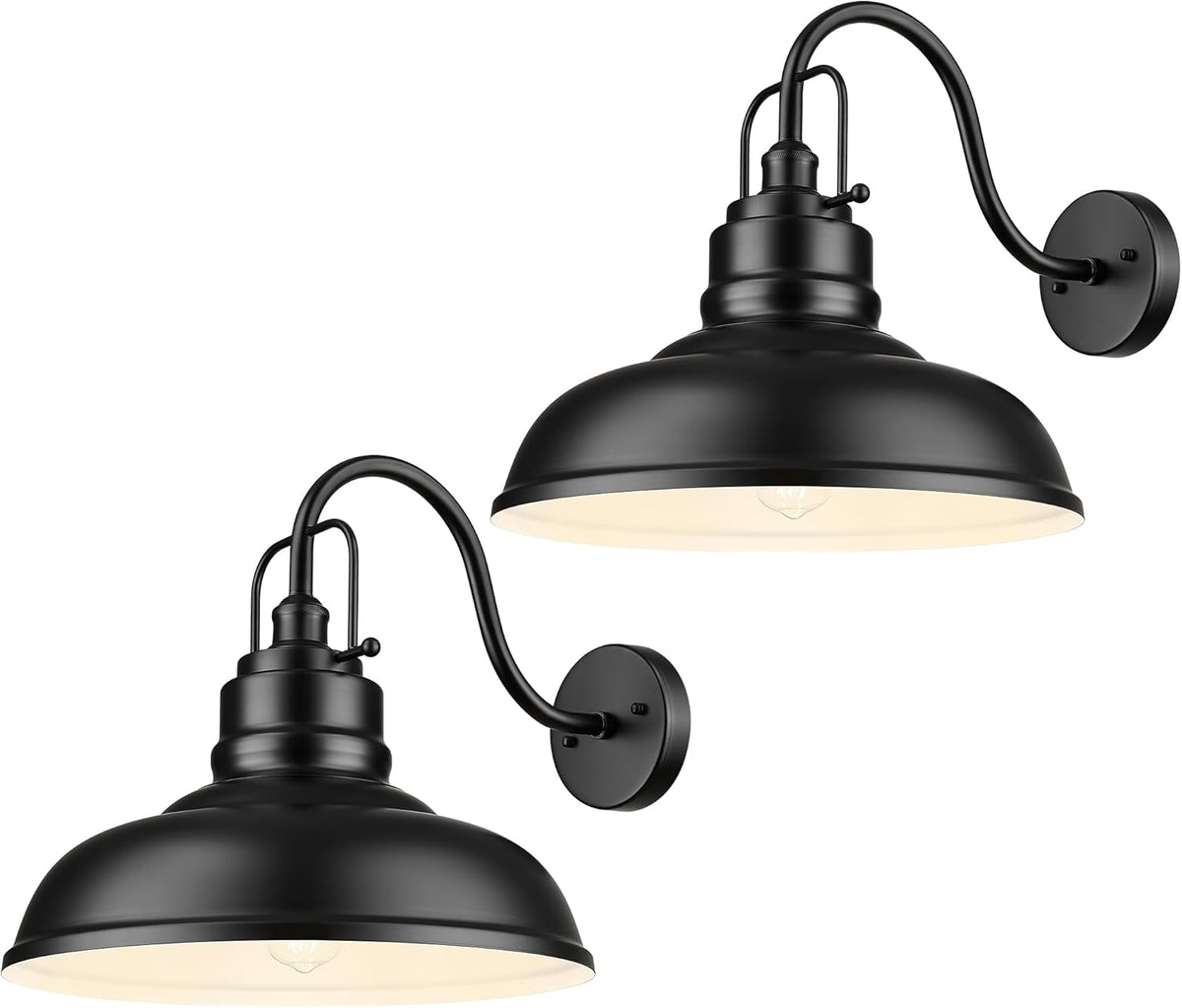 zeyu 2 Pack Gooseneck Barn Lights, Exterior Wall Mount Light for Porch, 18 Inch Modern barn Lights, Matte Black Finish, 016-1BL-2 BK