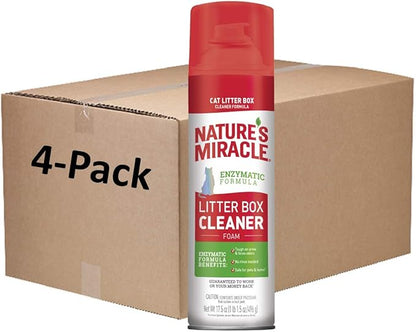 Nature’s Miracle Litter Box Cleaner Foam, Enzymatic Formula, 17.5 oz, Pack of 4