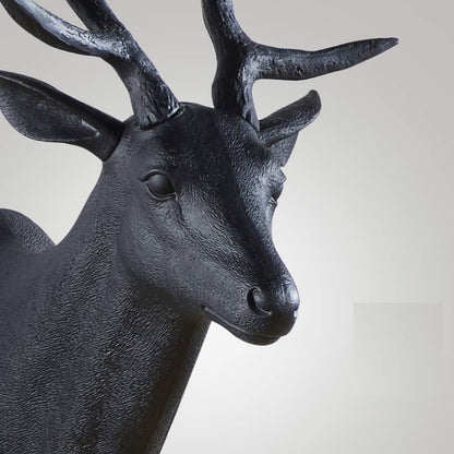 Notakia White Faux Deer Head Faux Taxidermy Animal Head Wall Decor - Handmade Farmhouse Rustic Wall Decor - Large Black Deer Antlers