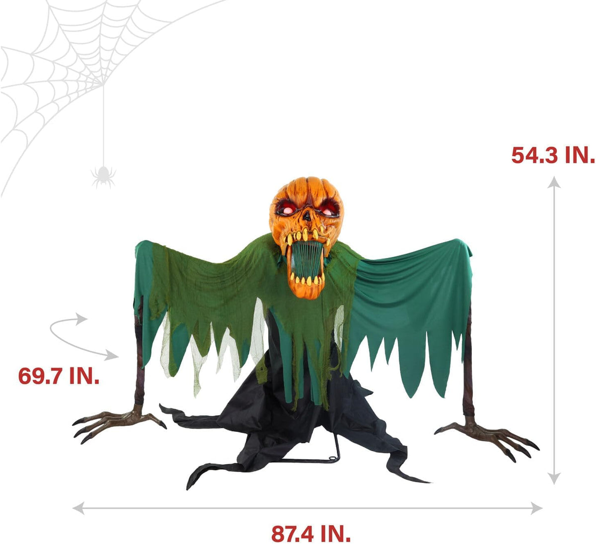 Haunted Hill Farm 7.3-Ft Groundbreaking Jack by Tekky, Halloween Animatronic, Spooky House Wall Decoration, Creepy Indoor & Covered Outdoor Party Decor, Motion-Activated Lights & Sound, Life-Size